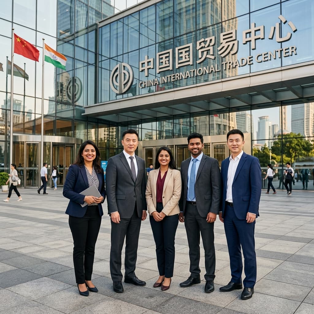 Travel Zenius team of Indian and Chinese business professionals at China International Trade Center