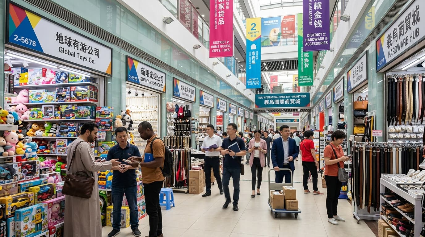 Colorful toy, hardware, and accessories wholesale stalls in Yiwu District 2